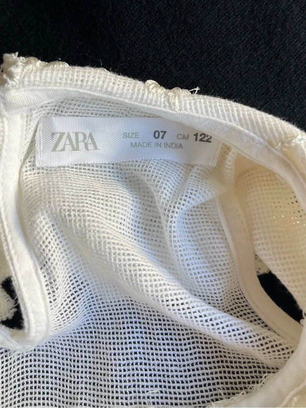 Zara White Embroidered Ruffle Sleeve Dress